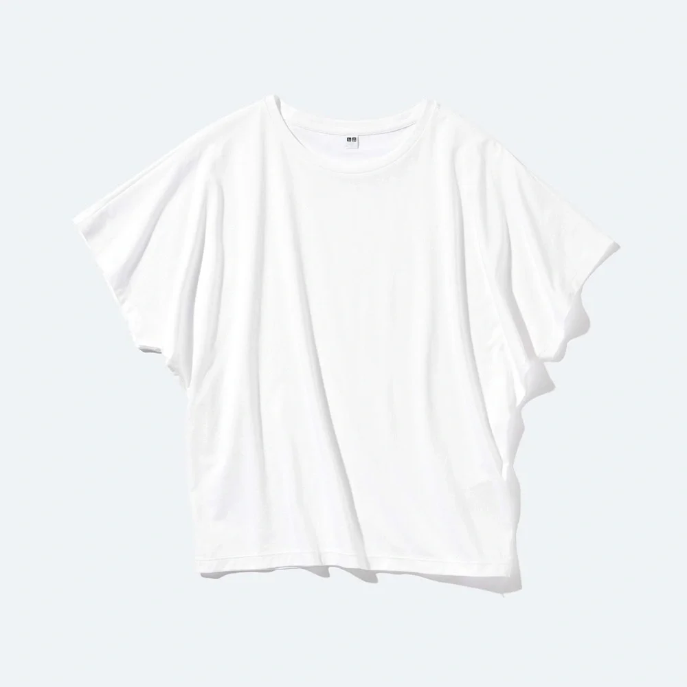 Uniqlo Airism Drape T-Shirt, Short Sleeve Top, White, XS - Picture 2 of 16